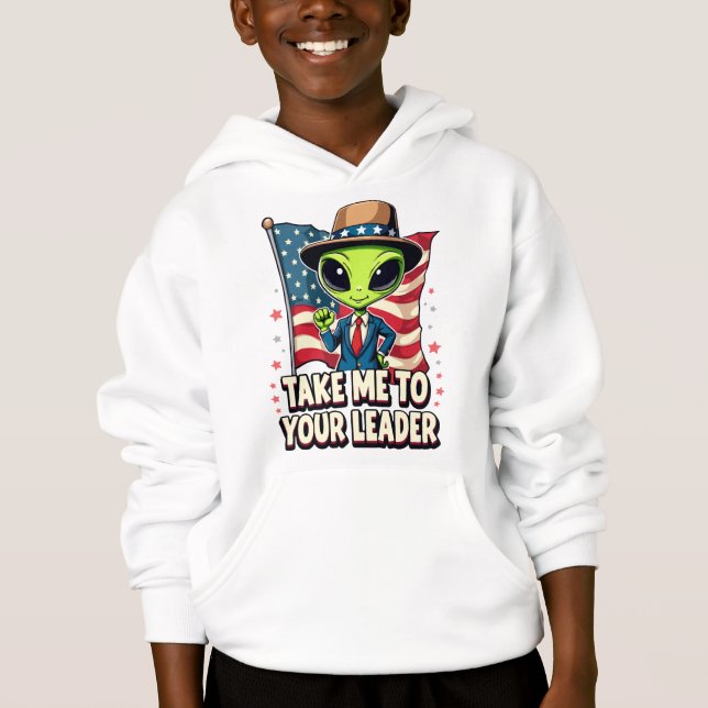 Funny Alien Take Me to Your Leader USA Patriotic (Front)