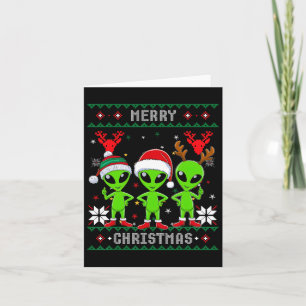 Funny Alien Trio Merry Ugly Christmas Santa Hat Gi Card