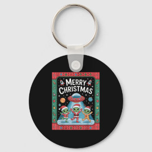Funny Alien Trio Merry Ugly Christmas Santa Hat Gi Key Ring