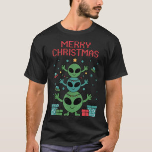 Funny Alien Trio Merry Ugly Christmas Santa Hat Xm T-Shirt