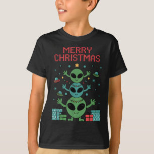 Funny Alien Trio Merry Ugly Christmas Santa Hat Xm T-Shirt
