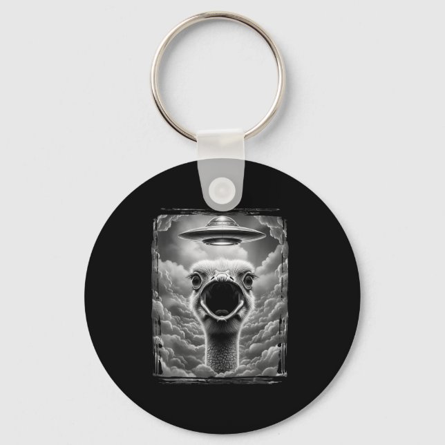 Funny Alien Turkey Ufo Selfie Thanksgiving Men Wom Key Ring (Front)