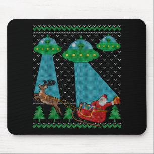 Funny Alien Ufo Santa Sleigh Ugly Christmas Sweate Mouse Mat