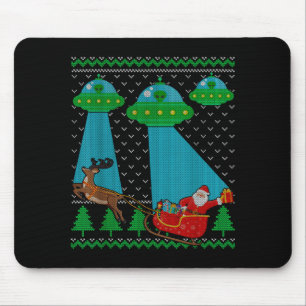 Funny Alien Ufo Santa Sleigh Ugly Christmas Sweate Mouse Mat