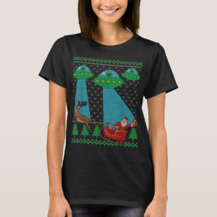 Funny Alien Ufo Santa Sleigh Ugly Christmas Sweate T-Shirt