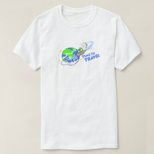 Funny Alien UFO "Time to Travel" Earth Space  T-Shirt