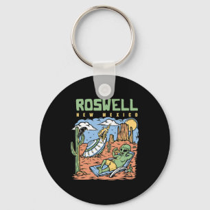 Funny Alien Vacation In Roswell New Mexico Desert Key Ring
