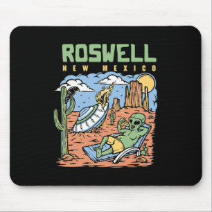 Funny Alien Vacation In Roswell New Mexico Desert Mouse Mat