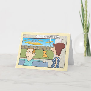 Funny Alien Visitors Birthday Card
