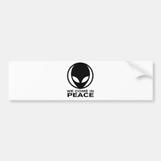 Funny Alien We Come In Peace Bumper Sticker