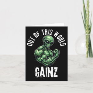 Funny Alien Weightlifting Workout Gym Training Card