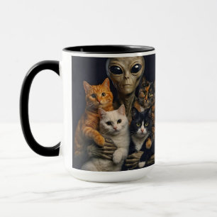 Funny Alien with Cats Renaissance Art Mug