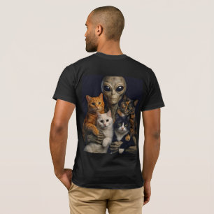Funny Alien with Cats Renaissance Art T-Shirt
