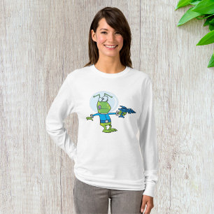 Funny Alien with Ray Gun Sci-Fi Space Invader T-Shirt