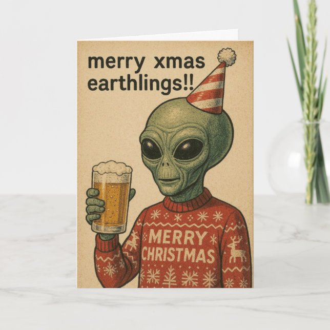 Funny Alien Xmas card  (Front)
