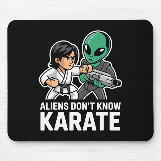 Funny Aliens Karate Comt Gift Martial Arts Alien I Mouse Mat (Front)
