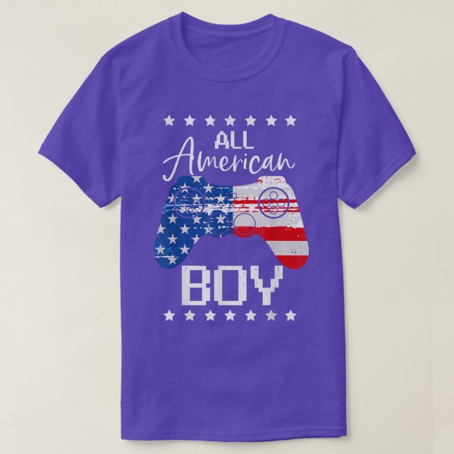 Funny All American Boys 4th July  Son Video Game U T-Shirt (Design Front)