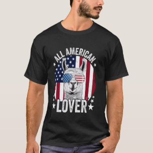 Funny All American Llama Animal Lovers 4th of July T-Shirt
