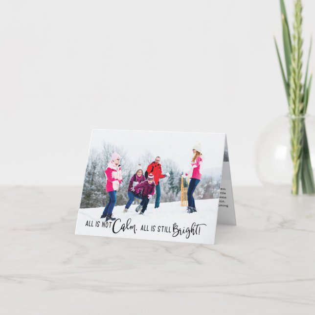 Funny All is Not Calm Holiday Family Photo Card  (Front)