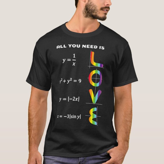 Funny All You Need is Love Pride Math T T-Shirt (Front)