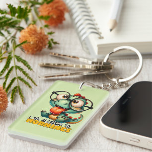 Funny allergic mornings dragon key ring