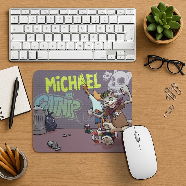 Funny Alley Cats Add The Name Skateboard Graffiti Mouse Mat (Creator Uploaded)