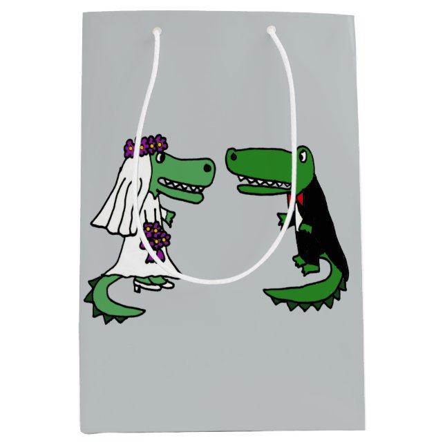 Funny Alligator Bride and Groom Gift Bags (Front)