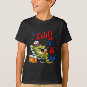 Funny Alligator Chill The Fourth Out Patriotic 4th T-Shirt