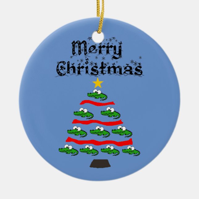 Funny Alligator Christmas Tree Cartoon Ceramic Tree Decoration (Front)