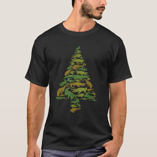 Funny Alligator Christmas Tree Crocodile Xmas Wome T-Shirt (Front)
