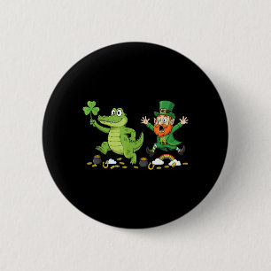 Funny Alligator Clover St Patricks Day Womens Mens 6 Cm Round Badge