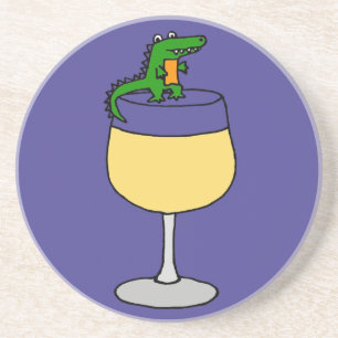Funny Alligator on Wine Glass Coaster