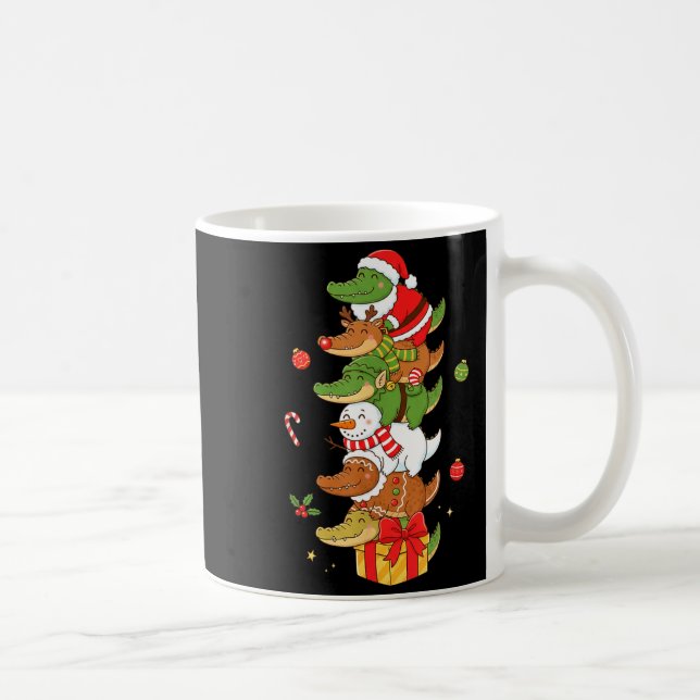 Funny Alligator Santa Elf Snowman Christmas Womens Coffee Mug (Right)