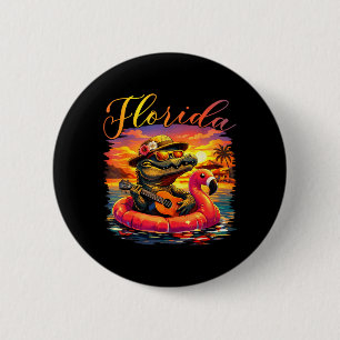 Funny Alligator Summer Sunset Beach Vibes Florida 6 Cm Round Badge