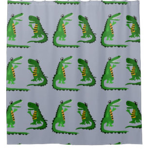 Green Alligator Shower Curtain
