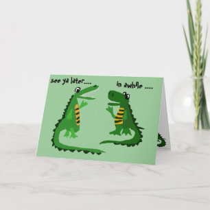 Funny Alligator Talking to Crocodile Card