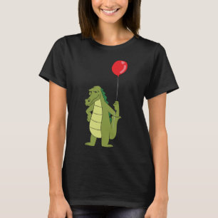 Funny Alligator With Balloon Crocodile Birthday T-Shirt
