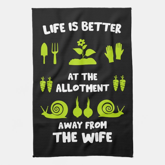 Funny Allotment Gardening Tea Towel (Vertical)