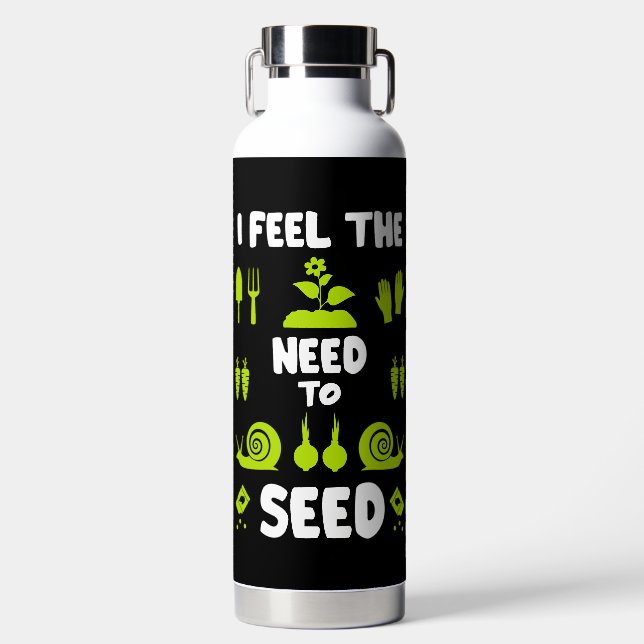 Funny Allotment Gardening Water Bottle (Front)