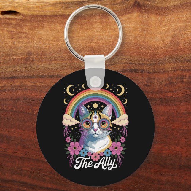 Funny Ally Ca Pride Sunglasses Gay Pride LGBTQ  Key Ring (Front)