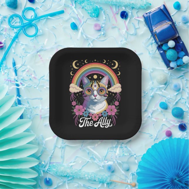 Funny Ally Ca Pride Sunglasses Gay Pride LGBTQ  Paper Plate (Party)