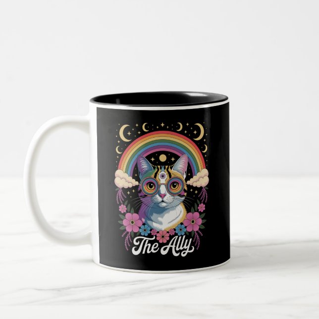 Funny Ally Ca Pride Sunglasses Gay Pride LGBTQ  Two-Tone Coffee Mug (Left)