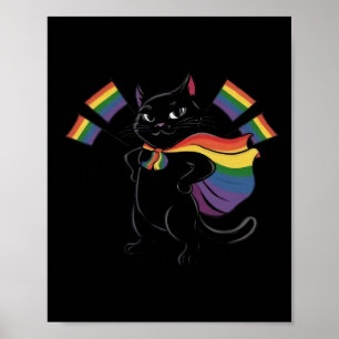 Funny Ally Cat Rainbow Flag Gay Pride Month Lgbtq Poster