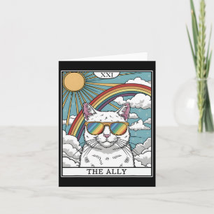 Funny Ally Cat Sunglasses Lgbtq Gay Lesbian Biual  Card
