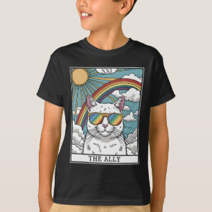 Funny Ally Cat Sunglasses Lgbtq Gay Lesbian Biual  T-Shirt
