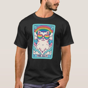 Funny Ally Cat Tarot Card Pride Sunglasses Gay Pri T-Shirt