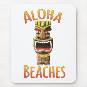 Funny Aloha Beaches Hawaiian Tiki Mouse Mat