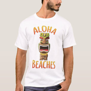 Funny Aloha Beaches Hawaiian Tiki T-Shirt