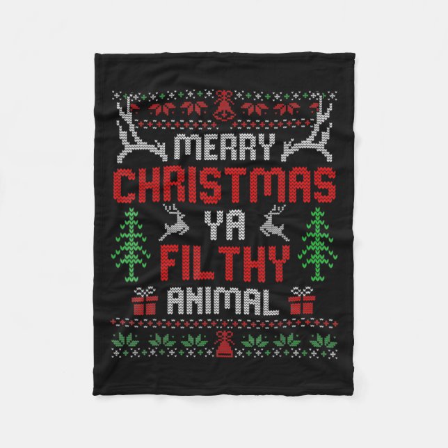 Funny Alone At Home Movies Merry Christmas You Fil Fleece Blanket (Front)