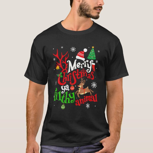Funny Alone At Home Movies Merry Christmas You Fil T-Shirt (Front)